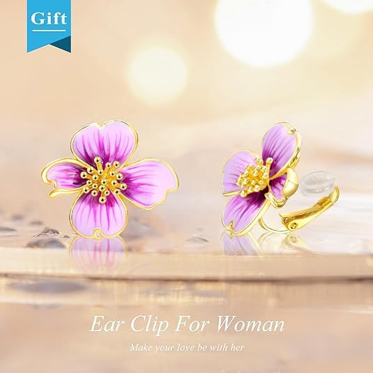 Clip on Earrings Women, 14K Gold Plated Earrings for Sensitive Ears, Fashion Women's Earrings Jewelry Birthday Gift for Wife Grandma Daughter Girls on Christmas Thanksgiving