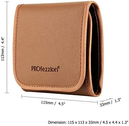 PROfezzion 3-Pocket Foldout Filter Pouch for 82mm Camera Lens Round Filter, Shock Resistant & Anti Scratch Photography Filter Case, Filter Carry Case with Microfiber Cleaning Cloth