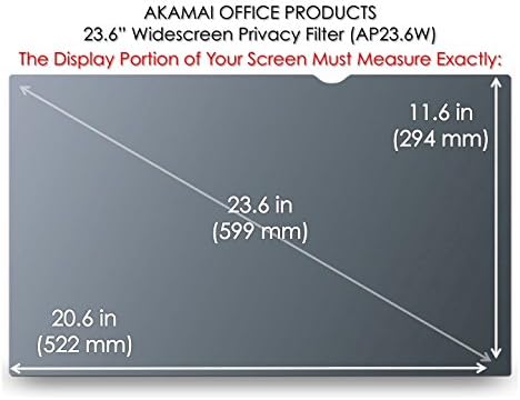 23.6 inch Computer Privacy Screen (16:9) - Black Security Shield - Desktop Monitor Protector - UV & Blue Light Filter by Akamai (23.6 inch Diagonally Measured, Black)