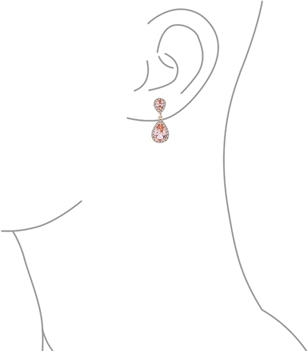 Vintage Style Bridal Cubic Zirconia Simulated Gemstone AAA CZ Halo Dangle Teardrop Chandelier Clip On Earrings For Women Silver Rose Gold Plated in Black Purple Blue Red Rose Pink Green Clear