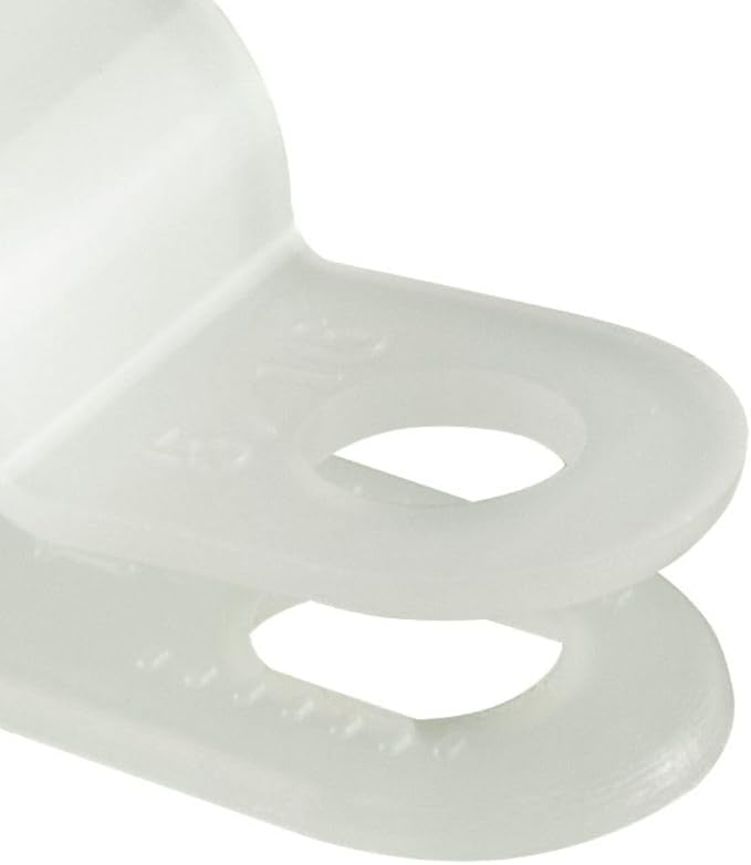 GTSE White Nylon Plastic Cable Clamps, 5/16" Screw Mounts for Cable, Rope, Tube Management, 100 Pack