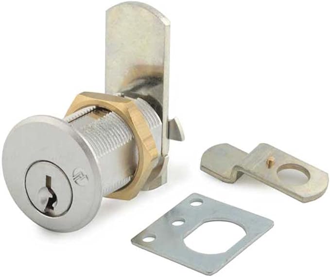 Olympus Rekeyable Cam Lock | 1" Cylinder 915 Key, Keyed Alike | US26D Chrome Cabinet | Grade 1 Lock for Doors & Drawers