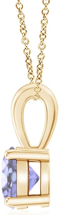 Angara Natural Tanzanite Solitaire Pendant for Women | Round Tanzanite Solitaire Pendant Necklace in 14K Solid Gold/Silver/Platinum With 18" Chain | December Birthday, Gemstone Jewelry Gift