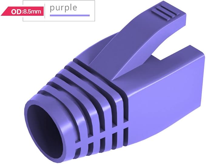 50 Pcs Cat7 Cat7A Cat8 Strain Relief Boot, RJ45 Plug Connector Cover Modular Network Plug Connector Cap Cable Connector Boots, Purple