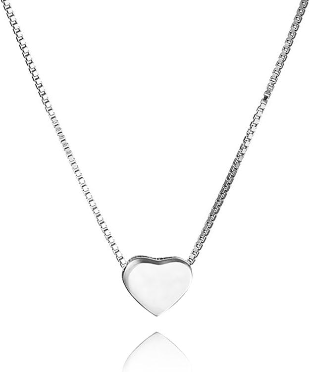 SLUYNZ Genuine 925 Sterling Silver Tiny Love Heart Pendant Necklace for Women Simple Sweet Heart Choker Necklace