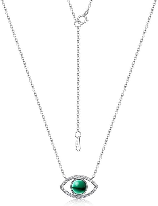 14K Gold/18K Gold Emerald Necklace with Evil Eye Pendant, Protective Jewelry Accessory for Fashion Forward Women