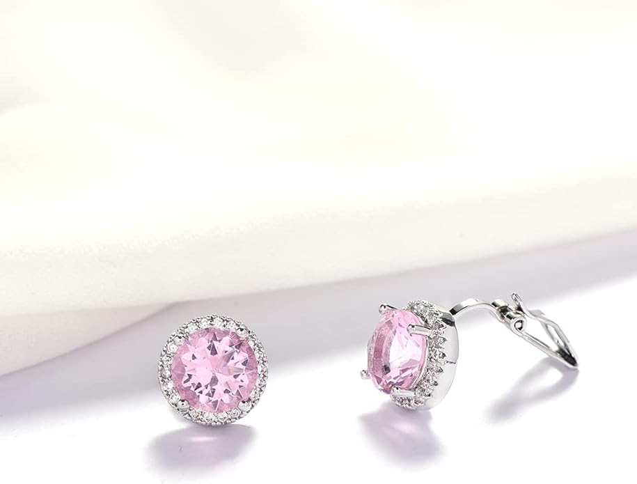 YOQUCOL 10MM Cubic Zirconia Crystal Clip On Stud Earrings Round Non Pierced Earrings for Women