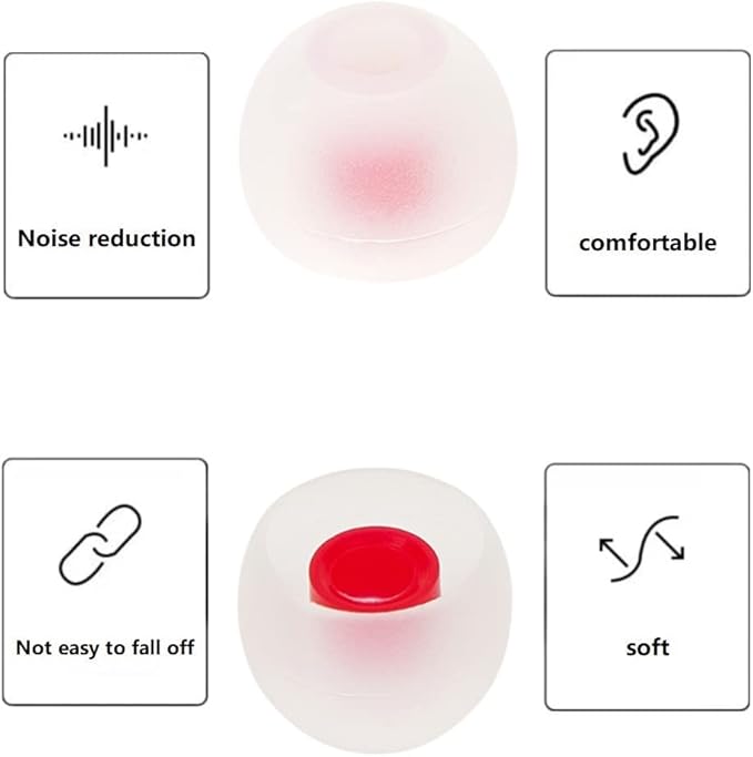 36 Pieces Small Earbud Tips Soft and Comfortable Ear Bud Replacement Pieces Silicone Fit Most in-Ear Headphones，Inner Hole 3.8mm -5.5mm，Small White and Red Replacement Eartips