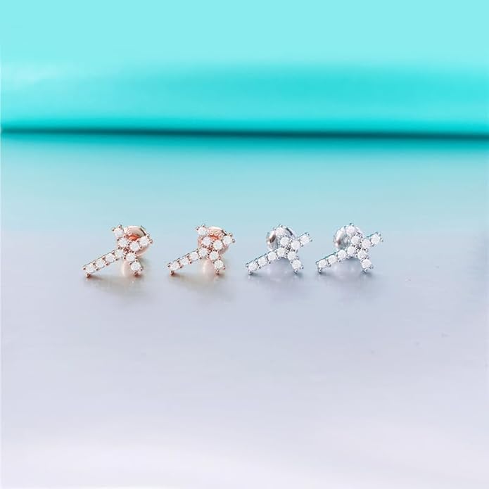 S925 Silver Diamond Cross Stud Earrings for Him, Hip-Hop Unisex Style, Fashion Forward Accessory, Stud Diamond Earrings for Women