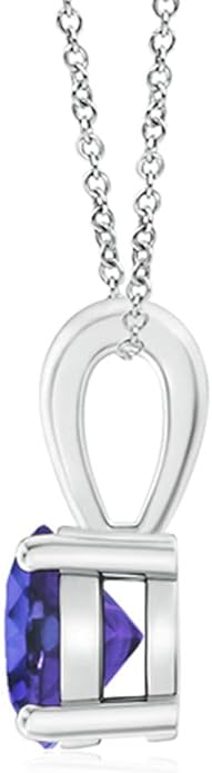 Angara Natural Tanzanite Solitaire Pendant for Women | Round Tanzanite Solitaire Pendant Necklace in 14K Solid Gold/Silver/Platinum With 18" Chain | December Birthday, Gemstone Jewelry Gift