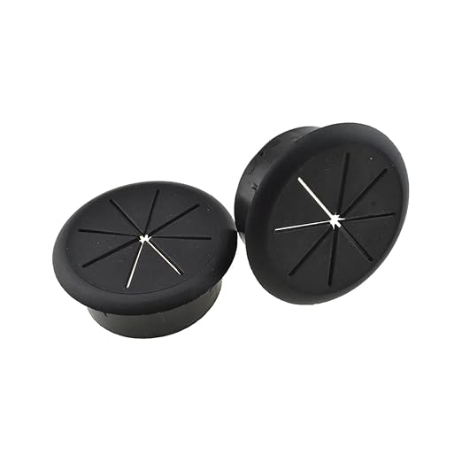 HAHIYO 2Pcs 2Inch/50mm Black ABS Plastic Eight-petaled Desk Grommet Wire Grommet Cable Management Cord Hole Cover Desk Wire Hole Insert Wire Organizer for Computer Office Home School Equipment Systems