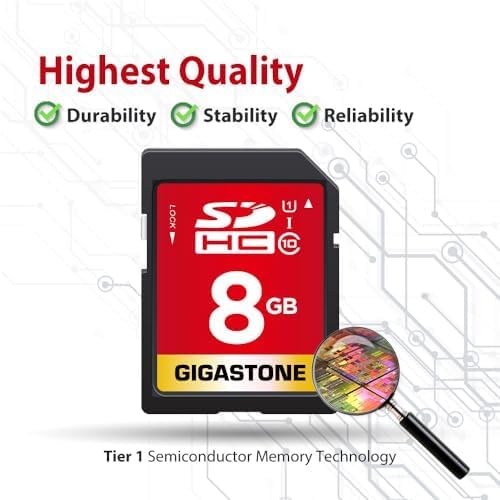 GIGASTONE 8GB SD Card 50-Pack UHS-I U1 Class 10 SDHC Memory Card Full HD Video Canon Kodak Olympus Digital Camera, with 50 Mini Cases