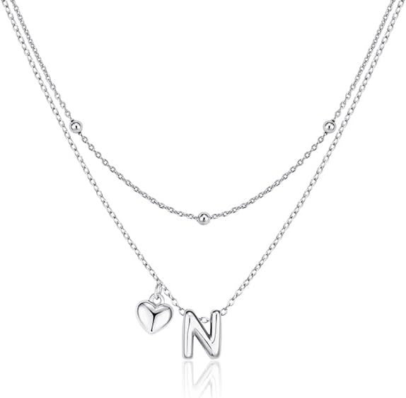adoyi Valentines Day Gifts for Women Hers Dainty 14K Gold Plated Heart Initial Necklaces Layered Letter A-Z Pendant Necklace Stack Trendy Jewelry Birthday Valentines Day Gifts for Women Jewelry