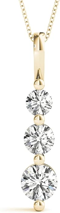 Houston Diamond District 1 to 5 Carat Classic Snowman 3 Stone LAB-GROWN Diamond Pendant Necklace Basic Collection (E-F Color VS2-SI1 Clarity)