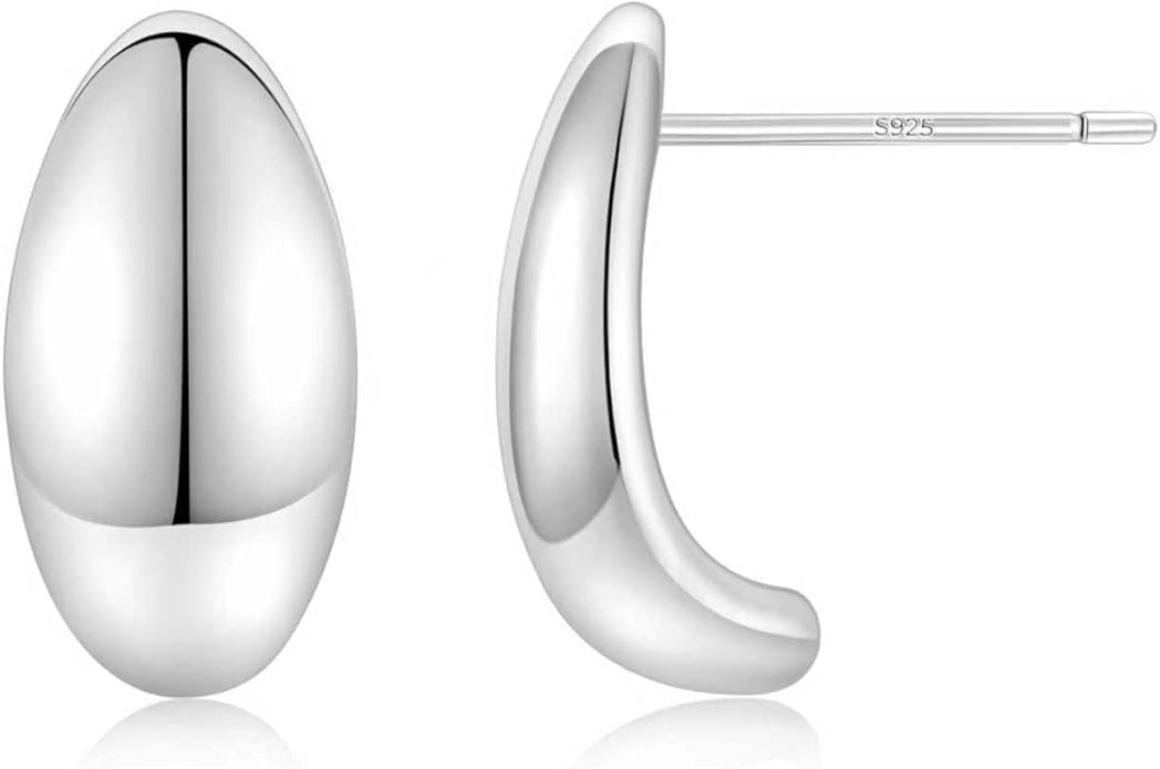 Monkton Huggie Earrings S925 Sterling Silver Hoop Earrings - Chic Dome Lightweight Hypoallergenic Women's Jewelry