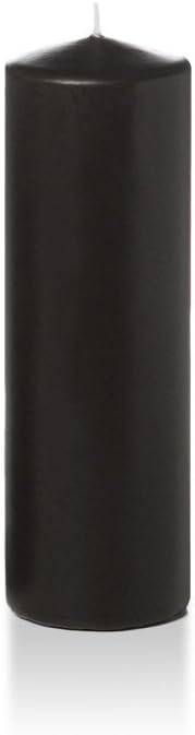 yummi 2.25" x 7" Black Slim Round Pillar Candles - 4 per Pack