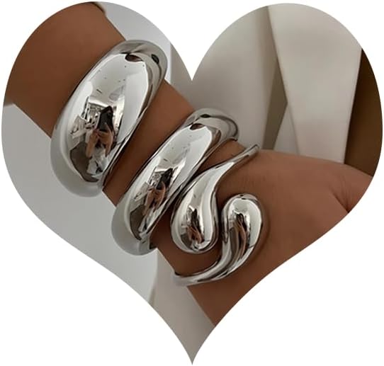SAMOCO 3Pcs Chunky Gold Bangle Bracelets for Women Trendy Wide Wrist Cuff Bracelets Stack Statement Bangle Fashion Gifts