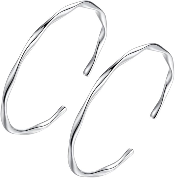 925 Sterling Silver Cuff Bangle Bracelets Adjustable Jewelry Fashion Simple Open Bangles Cuff Jewelry for Women Mom Wife Mothers Day Valentine Gift