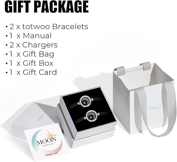 TOTWOO Long Distance Touch Bracelets for Couples, Smart Light & Vibration Love Jewelry, Long Distance Valentines Day Gifts for Him Her Women Men, One-to-One Bluetooth Pairing via App