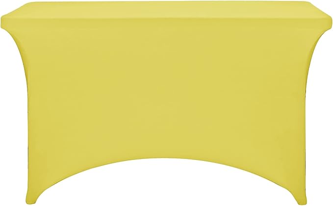 FORLIFE Spandex Table Cover - Fitted 4ft Rectangular Tablecloth, Stretch Patio Cover, Universal for Wedding, Banquet, Party (Yellow)