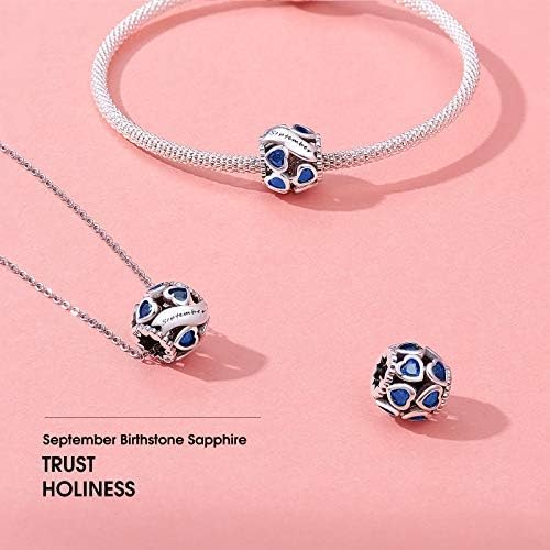 NINGAN Birthstone Charms 925 Sterling Silver Love Heart Openwork Bead for Charm Bracelets and Necklaces with 5A Cubic Zirconia, Birthday Mothers Day Jewelry Gifts Women