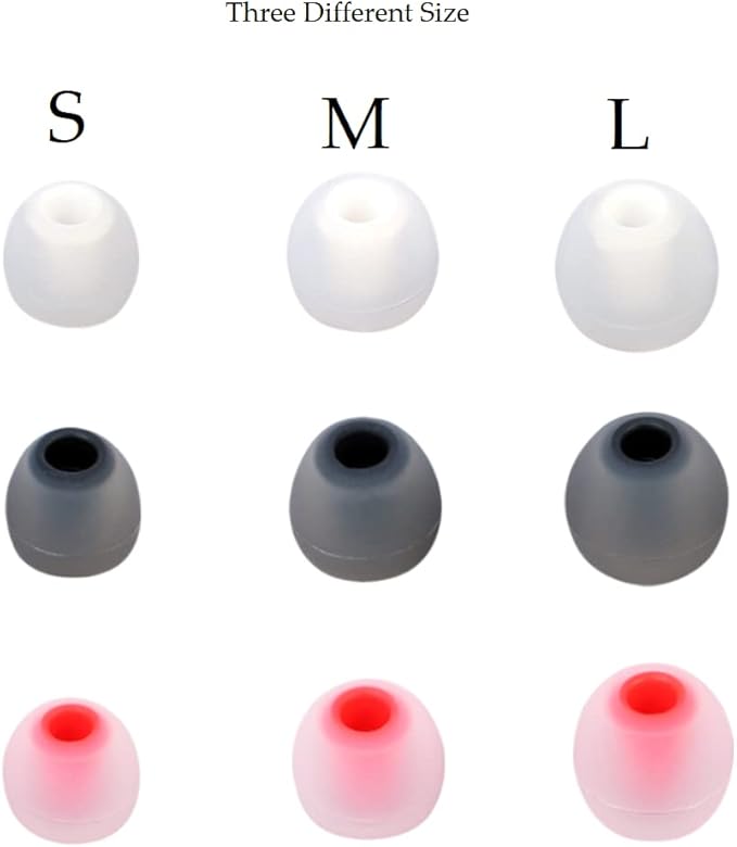 Silicone Earbud Tips Earbuds Replacement Ear Tips Gels Bud for Popular in-Ear Headphones Other Inner Hole from 3.8mm - 5.1mm Earphones 9 Pairs S/M/L