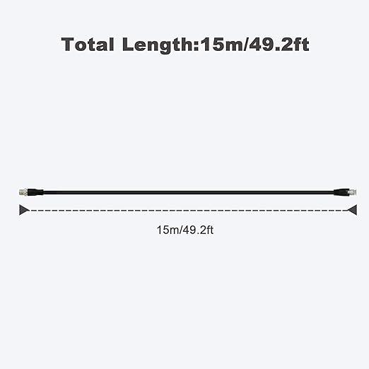 Alvin's Cables M12 X Coded 8 Pin Male to RJ45 Shielded Ethernet Cable M12 8 Position Cat6a Cable for Cognex Industrial Camera 15M/49.2ft