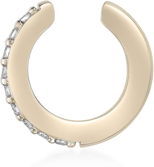 Lavari Jewelers Lab Grown Diamond Huggie Ear Cuff Earring for Women - 18k Yellow Gold Plated 925 Sterling Silver Earrings for Her (F-G, VS1-VS2, 0.08 cttw) Open Non Piercing Hypoallergenic