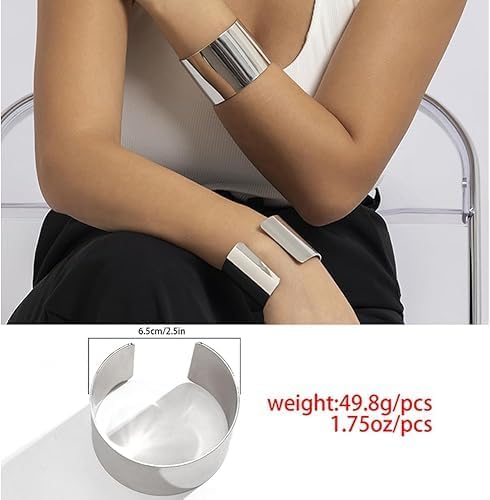 3PCS Chunky Gold Cuff Bracelets for Women Gold Statement Bangle Bracelets Set Arm Cuff Upper Arm Punk Jewelry