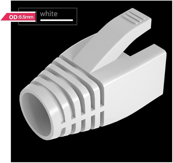 50 Pcs Cat7 Cat7A Cat8 Strain Relief Boot, RJ45 Plug Connector Cover Modular Network Plug Connector Cap Cable Connector Boots, White