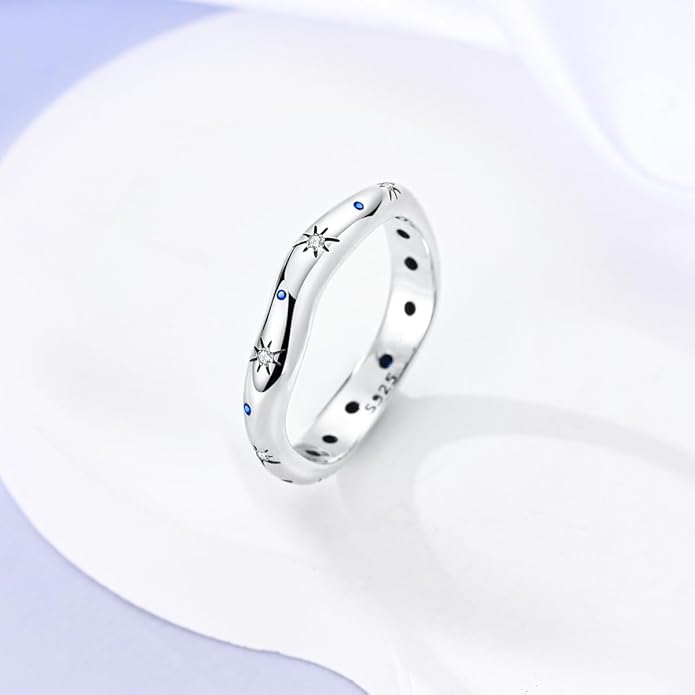 Hapour 925 Sterling Silver Ring for Women,Eternity Gorgeous Rings Stackable Rings for Women as Gifts Ring Size 4-10