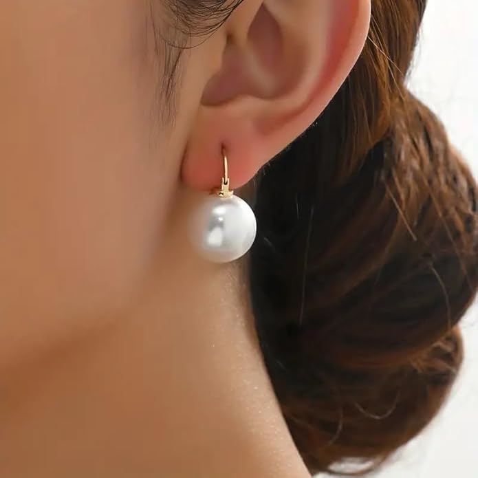 Pearl Earrings for Women 14K Gold Plated Hypoallergenic Pearl Earrings 5A Cubic Zirconia Dangle Earrings Elegant Jewelry