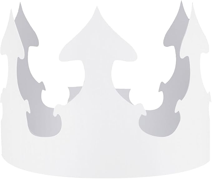 Hygloss White Paper Crowns 12 Pack - Paper Crowns for Kids to Decorate - Craft Activity - Blank Crown for Adults - Perfect for Parties, Celebrations - DIY Crown Crafts