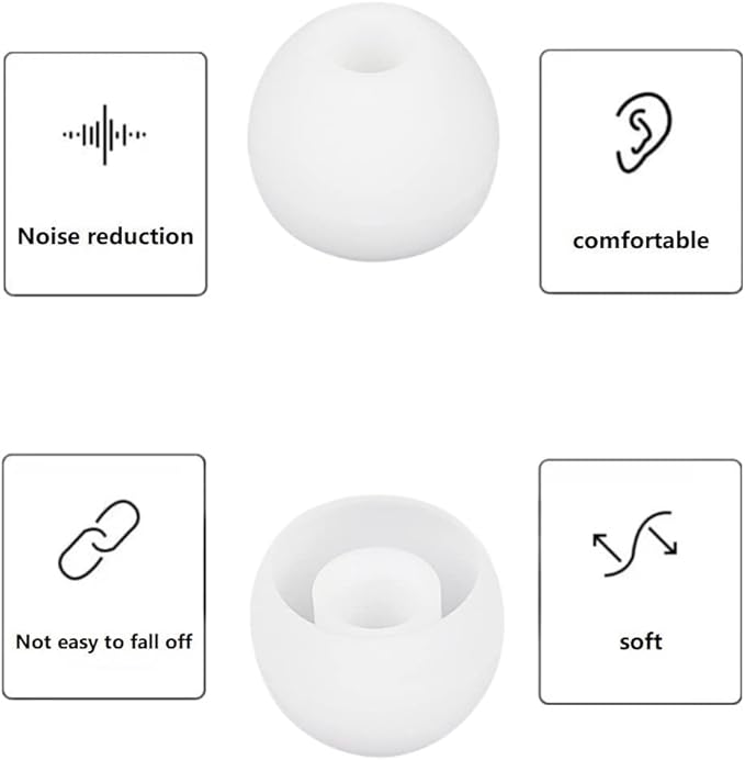 36 Pieces Large Earbud Tips Soft and Comfortable Silicone Earbud Tips Ear Bud Replacement Pieces Silicone Fit Most in-Ear Headphones，Inner Hole 3.8mm -5.5mm，Large White Earbuds Silicone Tips