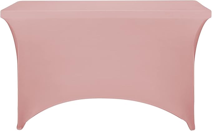 FORLIFE 2Pack Spandex Table Covers，Fitted Tablecloth for Rectangular Tables, Stretch Patio Table Covers, Universal Spandex Table Cover for Wedding, Banquet, Party (4ft, Dusty Pink)