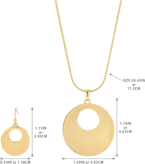 Madison Tyler Gold Plated Jewelry Set for Women | Silver Teardrop Pendant Necklace Trendy | Long Necklace with Snake Chain | Fashion Dangle Earring Set