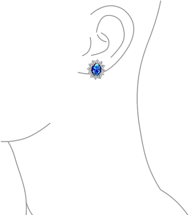 Traditional Classic Bridal Simulated Gemstones Cubic Zirconia AAA CZ Halo Crown Oval Stud Clip On Earrings For Women Wedding Non Pierced Ears Rose Gold Silver Plated