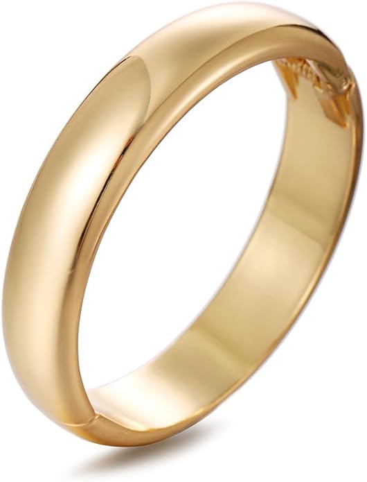 Golden Polished Chunky Twisted Hinged Waterdrop Bangle Bracelet for Women Spiraled Oval Bangle Bracelet