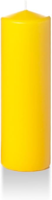 yummi 2.25" x 7" Bright Yellow Slim Round Pillar Candles - 4 per Pack