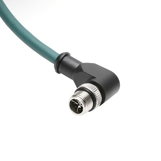 Alvin's Cables M12 X-Code 8 Pin Male to RJ45 Ethernet Cable for Cognex Keyence Camera, High-Flex Cat6a Cable for Industrial Automation, Fieldbus Module, Robotics, Right Angle 9.84ft/3m Green