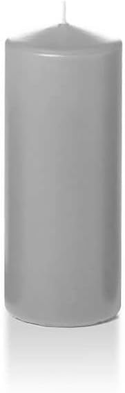 yummi 2.25" x 5" Light Gray Slim Round Pillar Candles - 4 per Pack