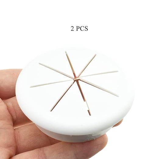 HAHIYO 2Pcs 2.4Inch/60mm White ABS Plastic Eight-petaled Desk Grommet Wire Grommet Cable Management Cord Hole Cover Desk Wire Hole Insert Wire Organizer for Computer Office Home School Equipment