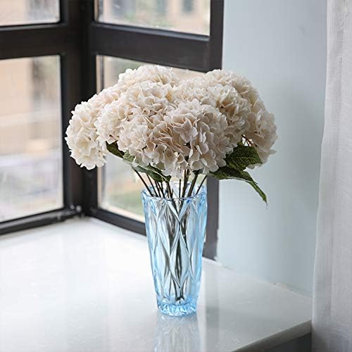 Kimura's Cabin 2Bouquets Fake Hydrangea Flowers Vintage Artificial Silk Flowers Bouquets 10Heads for Home Table Centerpieces Wedding Party Decoration (White, Pack of 2)