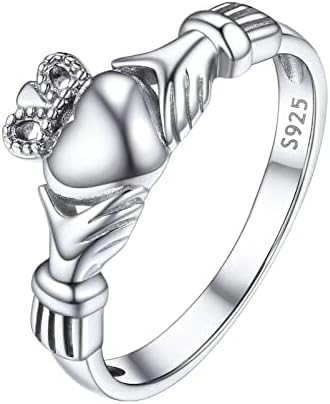 PROSILVER 925 Sterling Silver Claddagh Ring/Celtic Knot Ring for Women, Irish Wedding Band, Rose Gold Plated/Gold Plated, Size 4-12, Come with Box