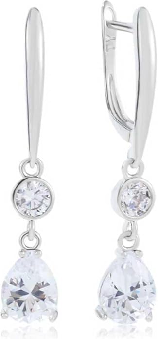 Dangle Earrings for Women Suited for Women Ladies' Trendy CZ Earring 14KGold/Silver Plated Dangling Earrings Jewelry Anti-allergy Hammered Lever-Back Drop Birthday Gift