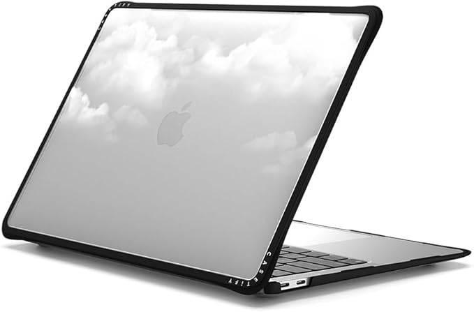 CASETiFY Impact MacBook Air 13" (M1/Intel) Case [Cushioned Impact Corners/Scratch-Resistant/Anti-Slip Grip] - Clouds - Clear Black