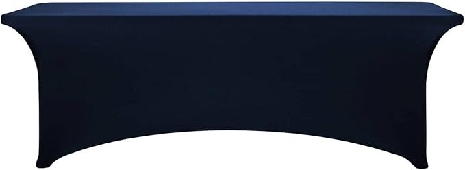 FORLIFE 4Pack Spandex Table Covers, Fitted Tablecloth, 8ft Stretch Patio Universal Spandex Table Cover for Wedding, Banquet, Party - Navy
