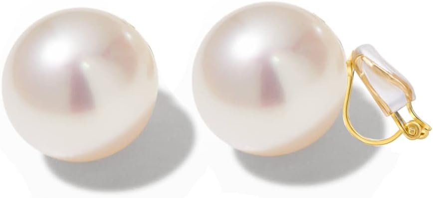 Pearl Clip on Earrings for Women Drop Clip Earrings for Women Gold Plated White Imitation Pearl Earrings Fashion