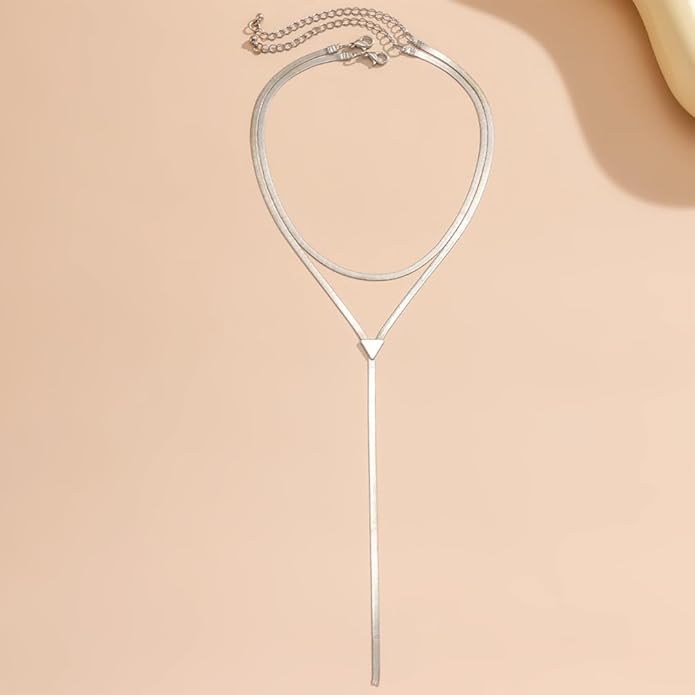 2Pcs Gold Long Snake Chain Y Drop Necklaces for Women Trendy Statement Layered Lariat Choker Necklace Y2K Formal Prom Party Jewelry Accessories Gift