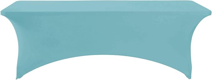 FORLIFE Spandex Table Cover，Fitted Tablecloth for Rectangular Tables, Stretch Patio Table Covers, Universal Spandex Table Cover for Wedding, Banquet, Party (8ft, Aqua)